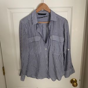 Zara blue striped blouse